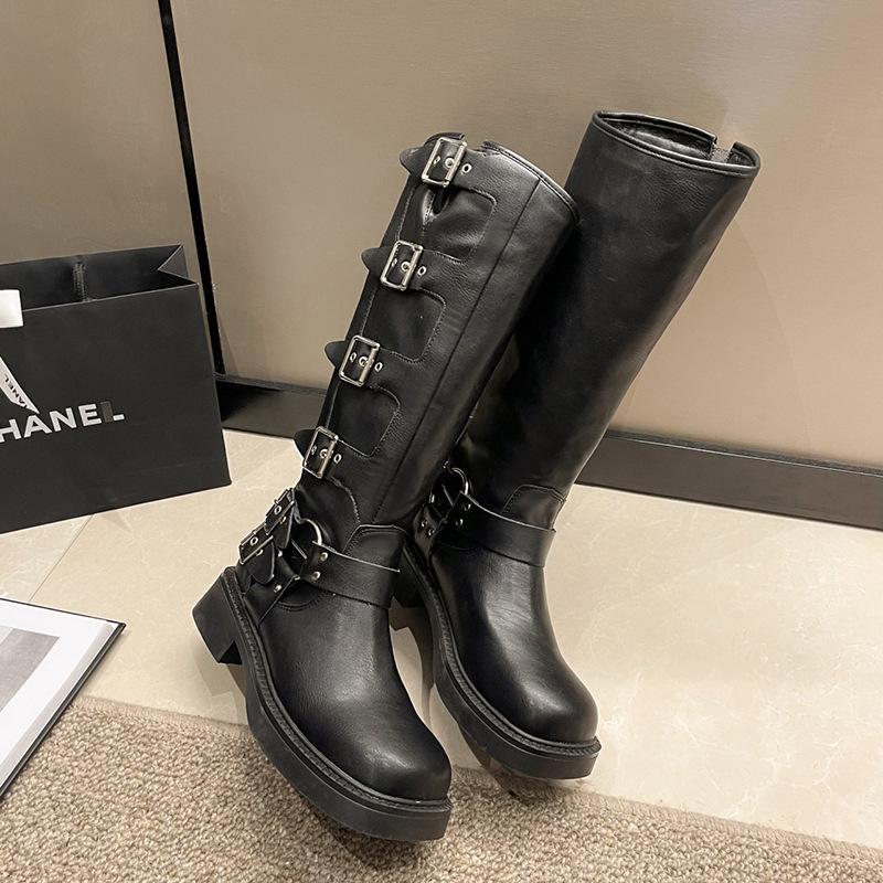 

Fashion British casual slim French versatile black long boots for women new western cowboy knight boots 35 чёрный