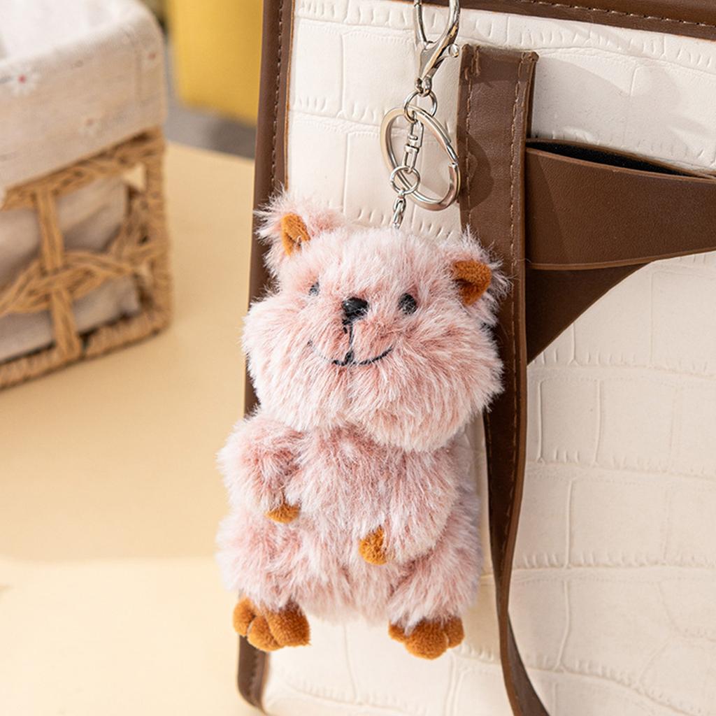 Cute Cartoon Kangaroo Keychain Plush Stuffed Animal Doll Pendant Keyring Bag Charm Backpack Decoration Car Key Holder