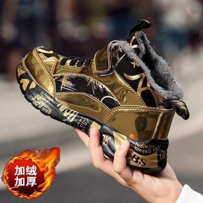 Boys cotton shoes 2025 new winter thickened and velvet two cotton sports shoes children's autumn and winter warm boys shoes tide