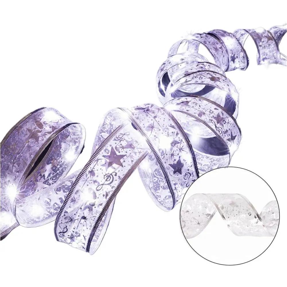 Christmas Ribbon Fairy Light LED DIY Bows String Light Tree Ornaments For Home Bows Lamp String New Year Festival Gifts 202 I7N3
