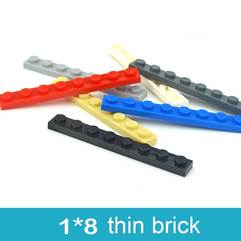 DIY Thin Figures Bricks 1x8 Dots Building Blocks 9 Colors Educational Creative Size Compatible With 3460 Toy For Children 50pcs