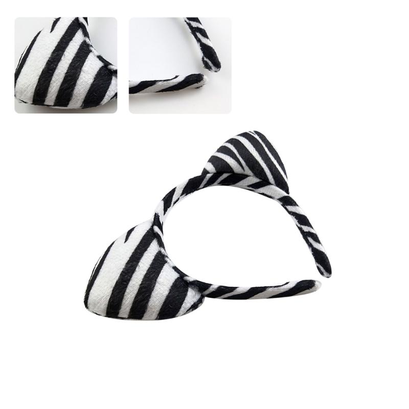 Opaski na głowę ze zwierzętami Paskowane Kreskówkowe Uszy Zebry Obręcz do włosów Urocze Akcesoria do włosów Impreza Rekwizyty do zdjęć