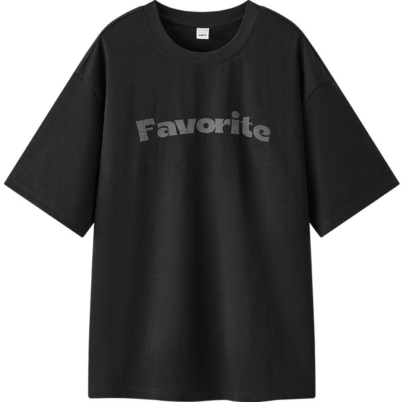 Semir Men s Summer Casual Letter Print Loose Round Neck Short Sleeve T-Shirt M