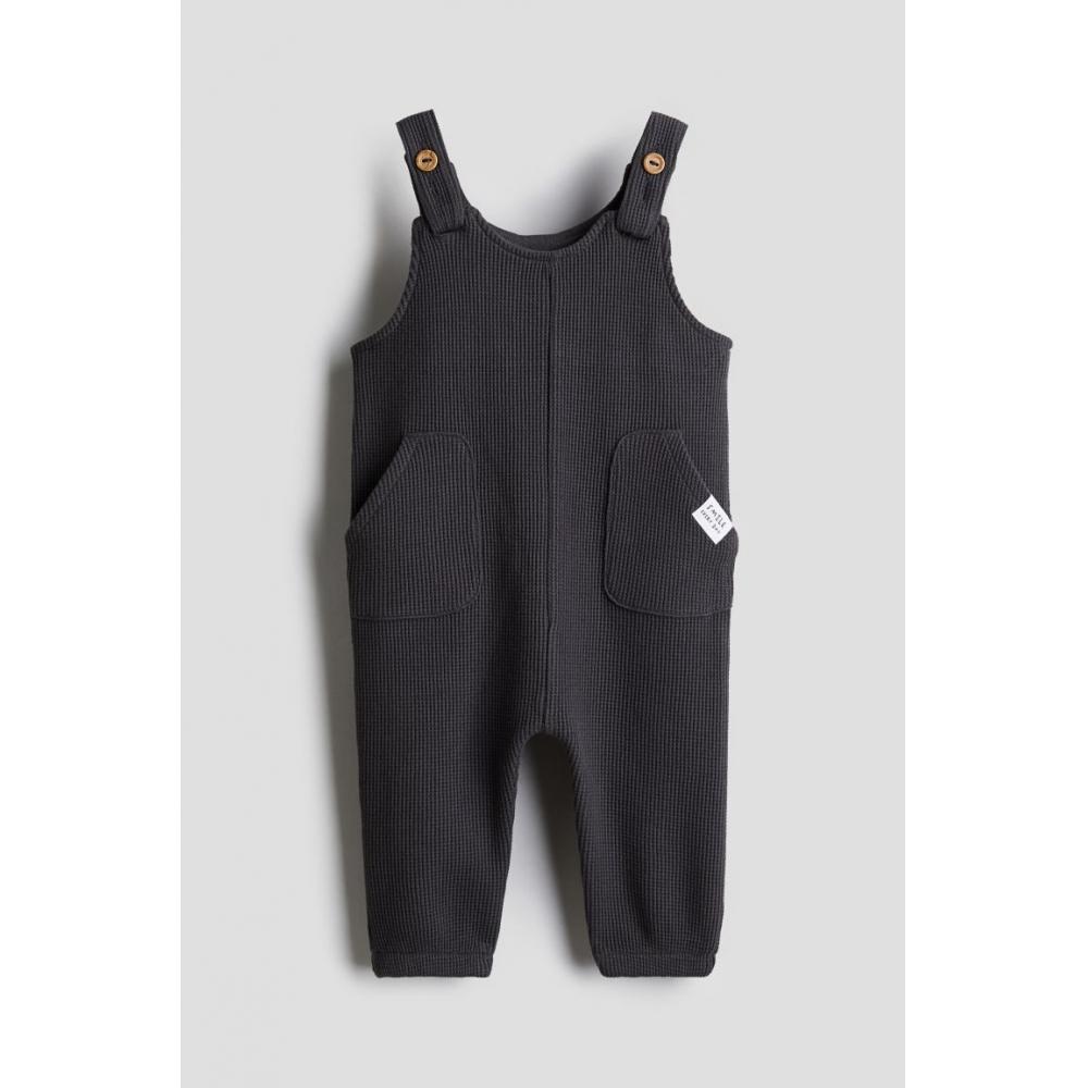 

Хлопковый комбинезон HM с вафельной текстурой, темно-серый