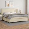 Slatted Bed Base with Mattress - Maison Exclusive - 200 X 200 Cm - Cream Faux Leather - Adjustable Headboard