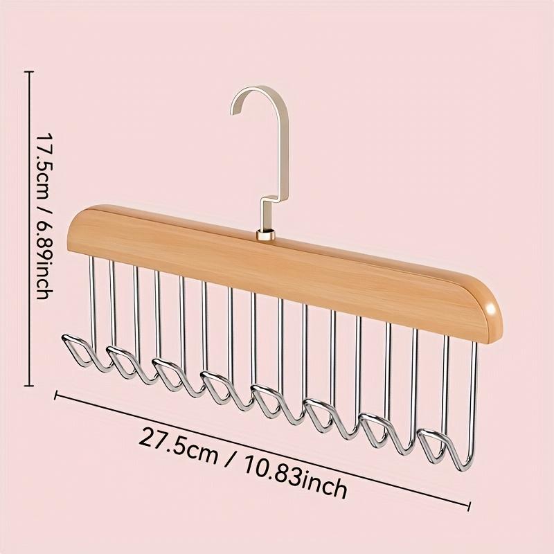 1pc Solid Wood Hanger 8 Hooks, Hook Hanger Underwear with Storage Artifact, Clothing Hanger, Clothing Storage Rack Saves Space 360 Degree Rotation
