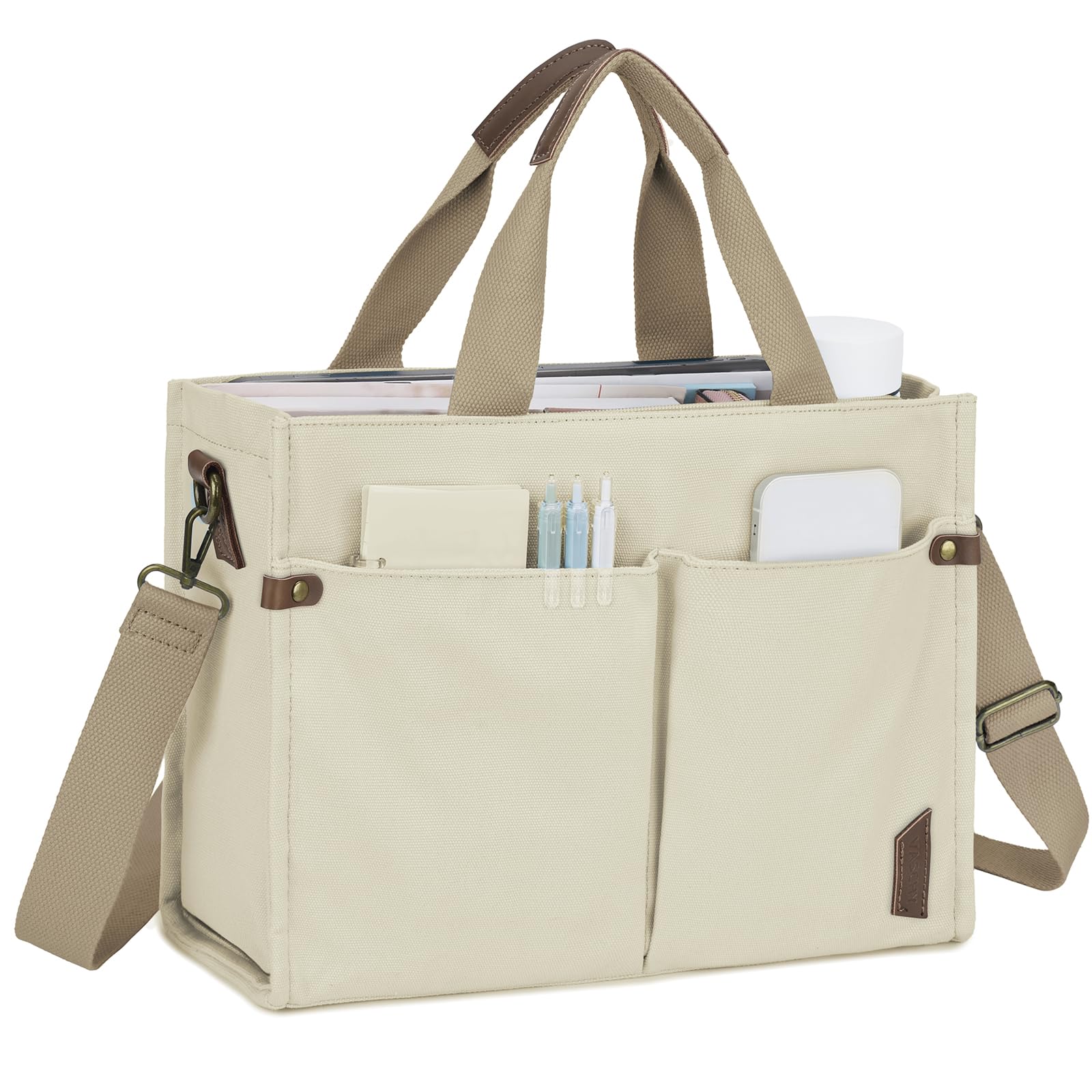 

Женская холщовая сумка-тоут Vaschy, Большая вместимость, Сумка на плечо, Идеально подходит для поездок на работу, в школу, для покупок, Легкая, Однотонная, Формат А4, Через плечо