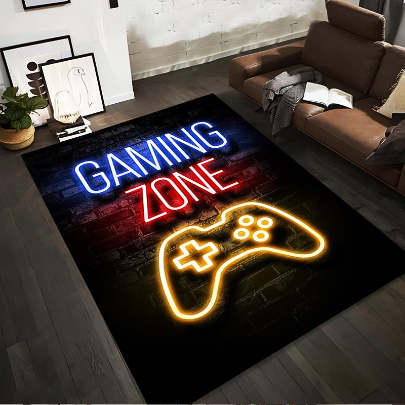 

Gaming Zone Neon Style Rug with Game Controller Design Black Suitable for use as an anti-slip for living room bedroom sofas 40x60cm( 15x23in )