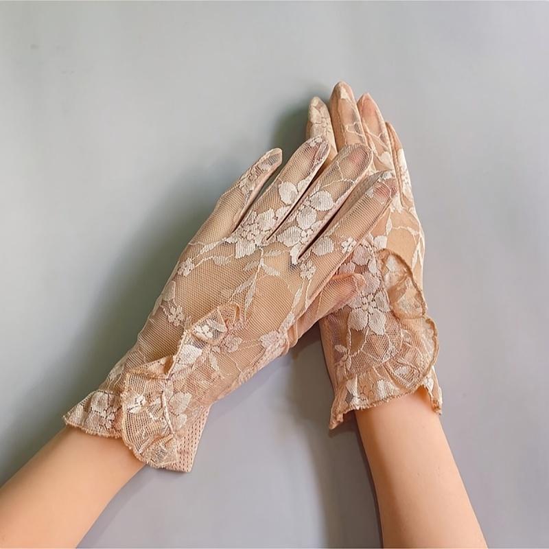 Elegante Spitzenhandschuhe - Dünne Spitzen-Sonnenschutz-Touchscreen-Atmungsaktive Kurze Fahrhandschuhe für Damen