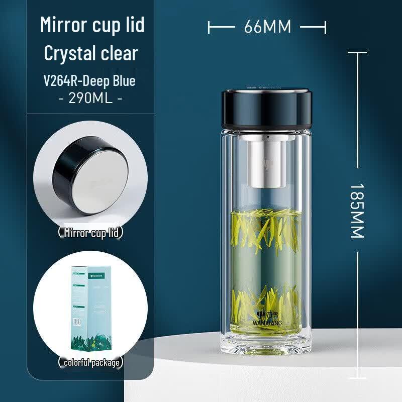 WANXIANG Double-Layer Car Mirror Glass Tea Cup