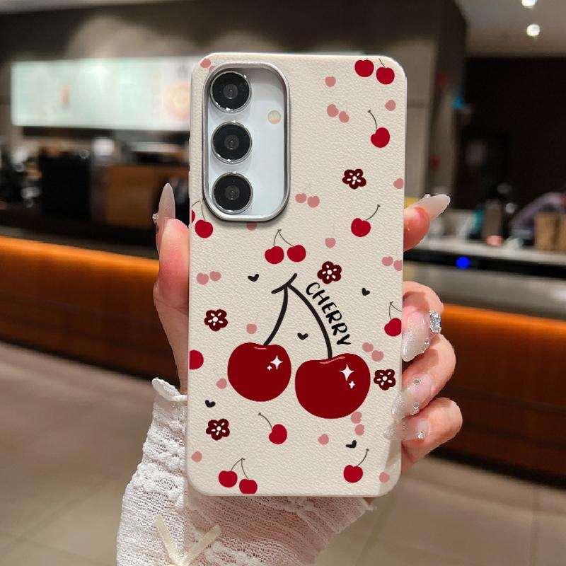 

Тонкий мягкий чехол с принтом вишневого банта для телефона Samsung S25 Ultra S24 FE S23 S22 A16 A56 A55 A36 A15 A26, кожаная текстура, противоударный матовый ТПУ, задняя крышка Samsung A52 / A52S