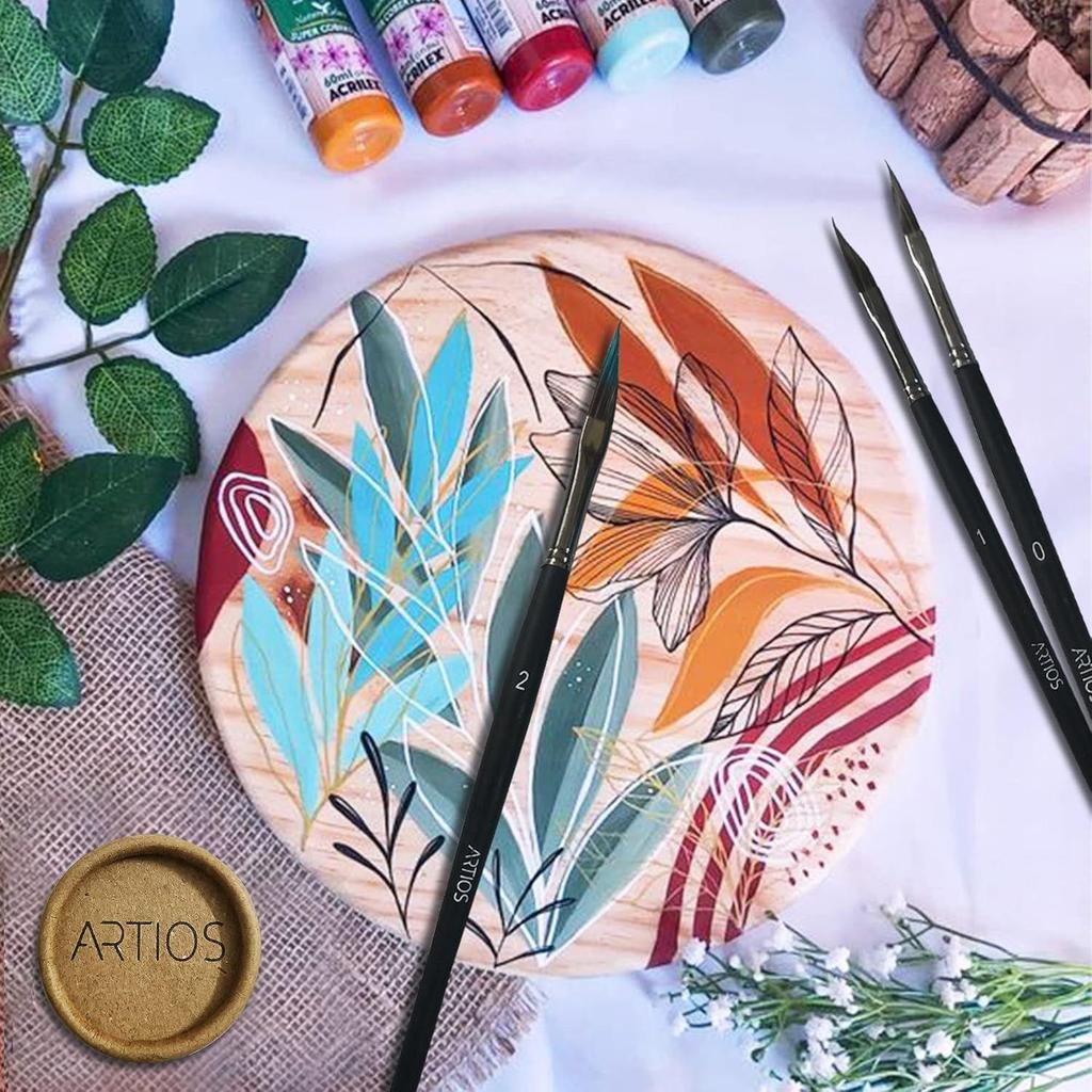 Petal Paint Brushes Set - Handmade Artist Painting Brush Set Including Triangle Petal Dagger Brush for Acrylic, Watercolor, & Gouache Painting