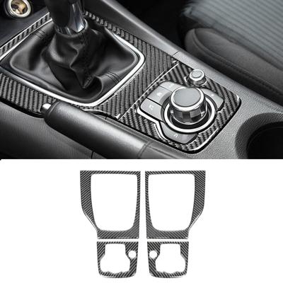 For Mazda 3 Axela 2014-2019 Car Gear Panel Decor Carbon Fiber 3D Sticker Cover Trim Strip Inside Auto Interior Accessories