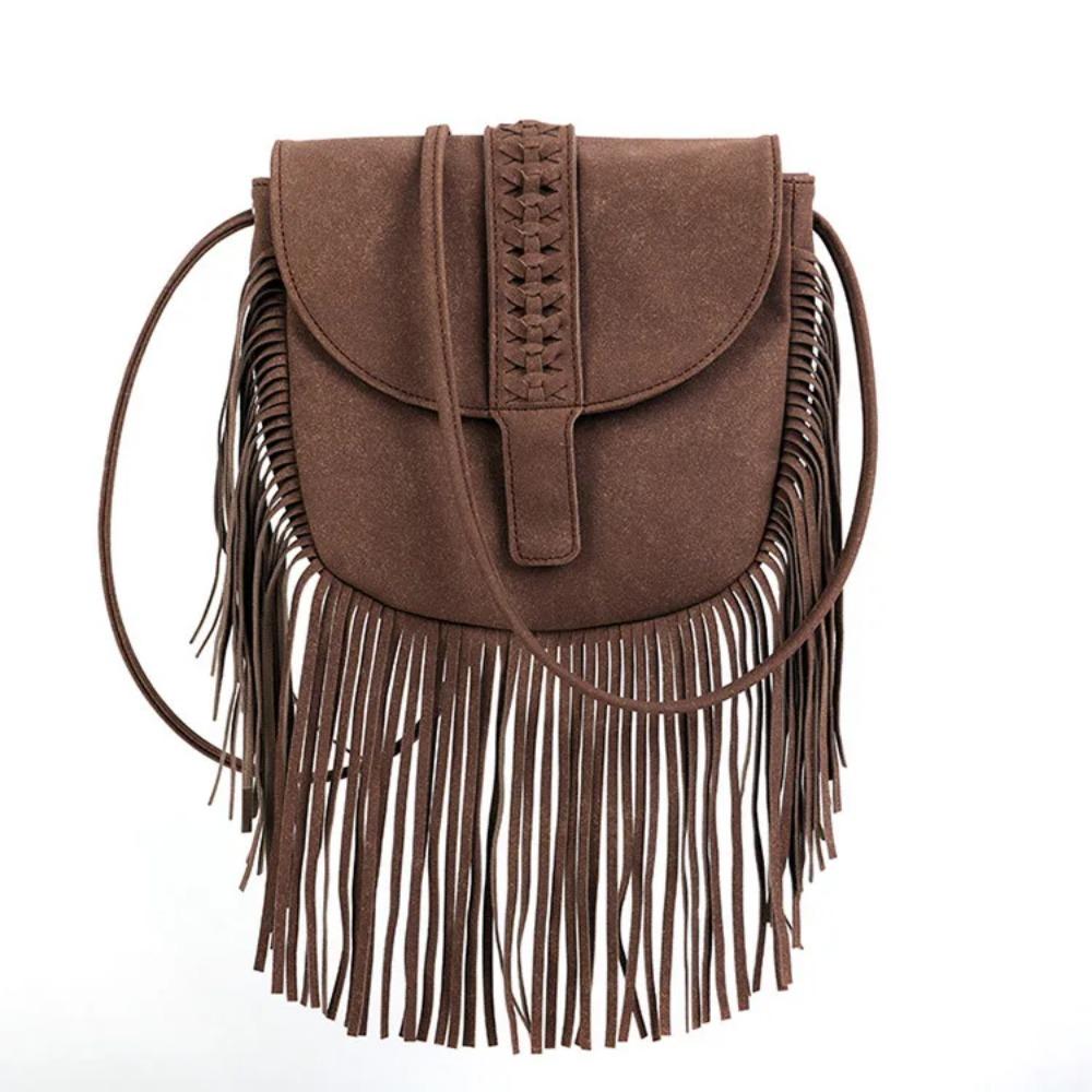 Umělá semišová kůže Hippie Gypsy Boho Bag Dámské kabelky Taška Vintage Fringe Tassel Bohemian Bag Dámské kabelky přes rameno