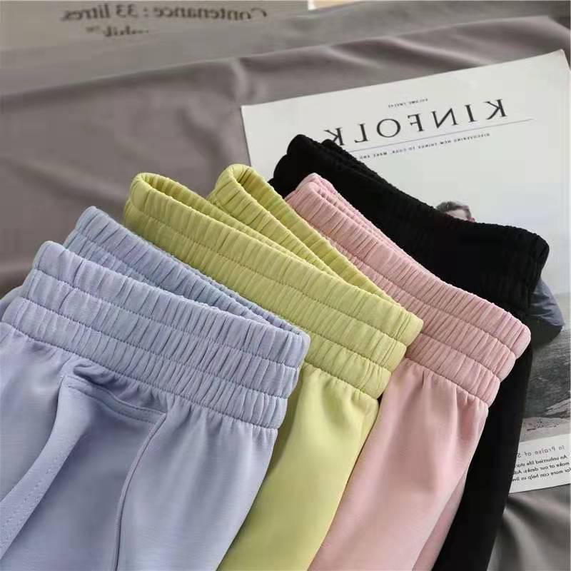 Summer Sports Shorts for Women, High Waisted Loose Fit Slimming Wide Leg Pants, Solid Color Casual Pants