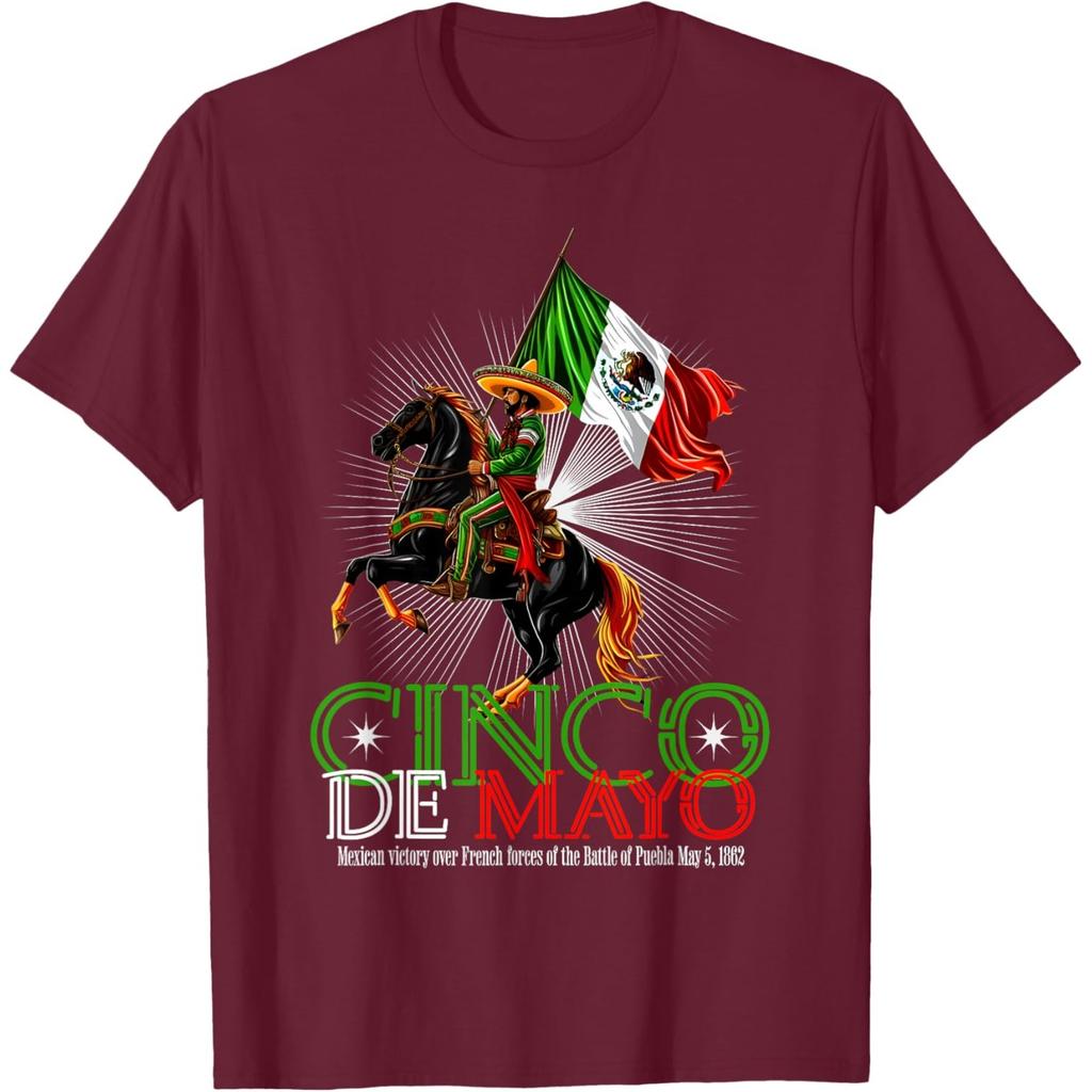 Cinco De Mayo Mexican Victory Rider Graphic Tee Shirt Casual Cotton Short Sleeve Top