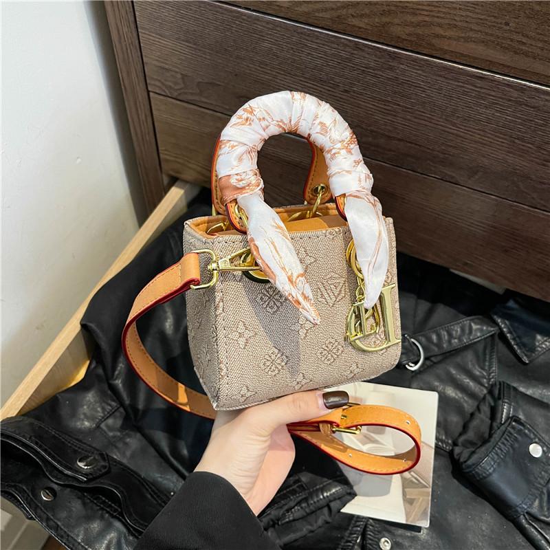 Premium Bag Presbyopia Silk Scarf Contrasting Color Mini Princess Diana Bag Portable Shoulder Bag