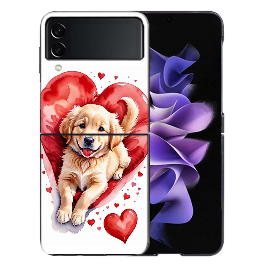 Lovely Puppy Heart Dogs Coque For Samsung Z Flip7 6 Galaxy Case Shockproof Z Flip5 Z Flip3 4 5G Hard Cover Phone TPU PC Hard Fu