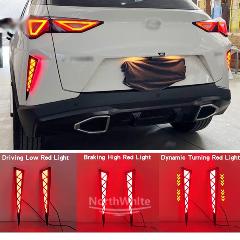 LED Rear Bumper Reflector Light For GAC GS3 2023-2024 Fog Lamp Brake Light Dynamic Turn Rear Fog Lamp Bumper Light 1Pair