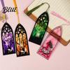 Tassel Decoration Bookmark Stained Glass Art Acrylic Bookmark Halloween Dark Aesthetic Book Mark Transparent Clear Page Marker with Tassel,