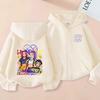 Peripheral print fashion boys and girls zip hoodie casual sweater