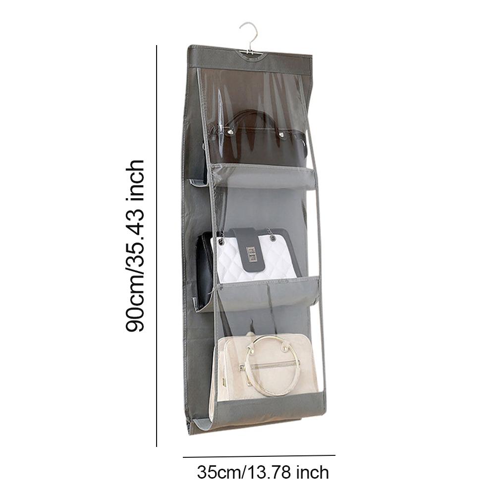6/8 Pockets Hanging Purse Organizer Clear Bag Collection Storage Holder Foldable Purse Hanger with Metal Hooks