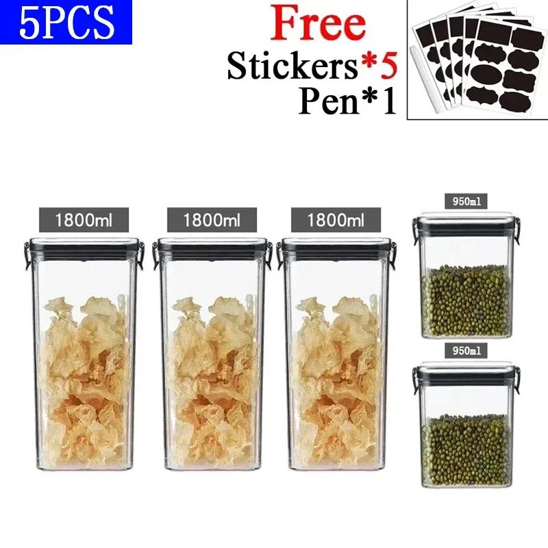 460/700/950/1300/1800ml Tjock Förseglad Förvaringstank Transparent Fyrkantig Förvaringslåda för Torkad Frukt Kök Spannmålsförvaringsburk Behållare