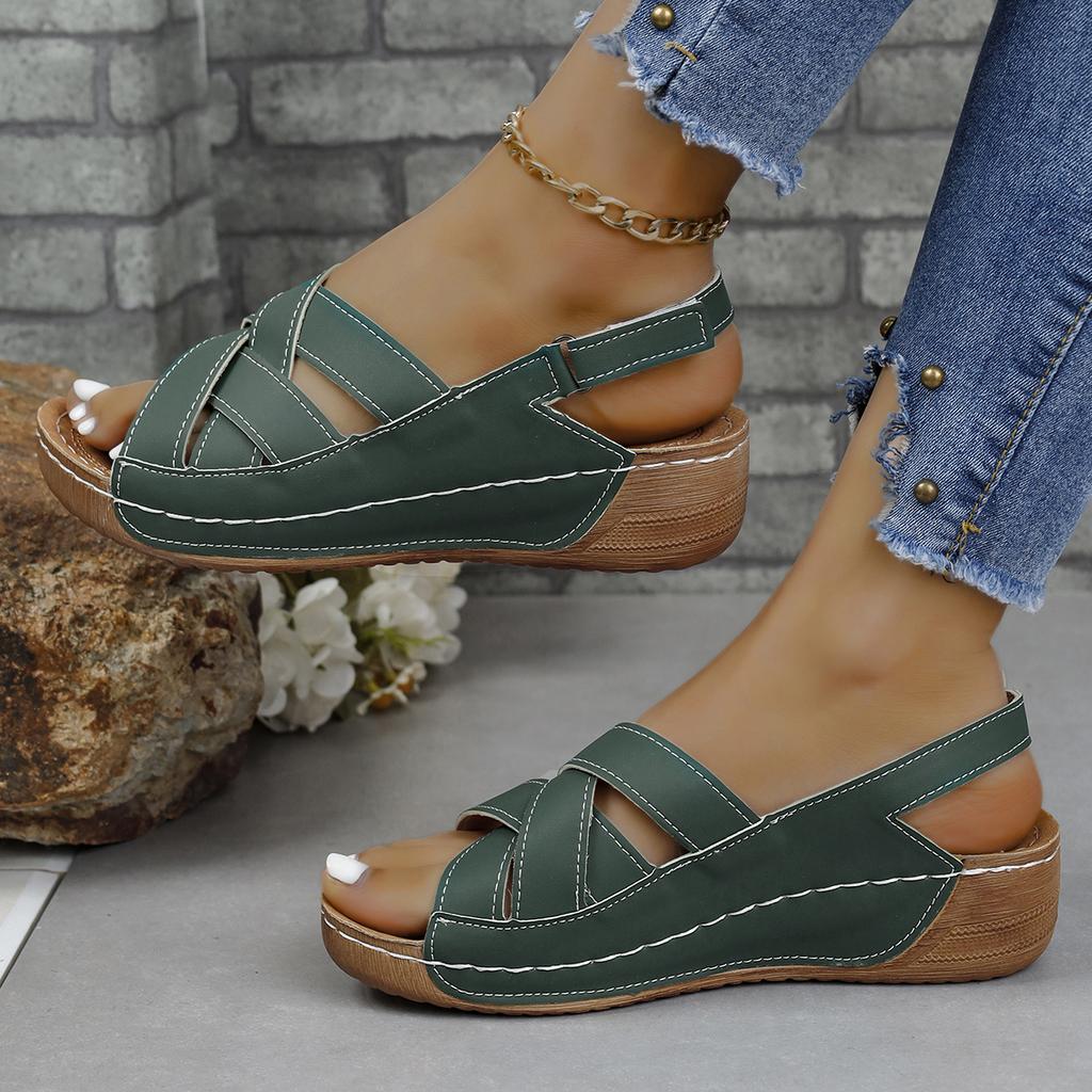 Fashion Women's Open Toe Platform Wedges Sandals Summer Retro Casual Heeled Sandals for Women Outdoor Plus Size Women's Platform Shoes