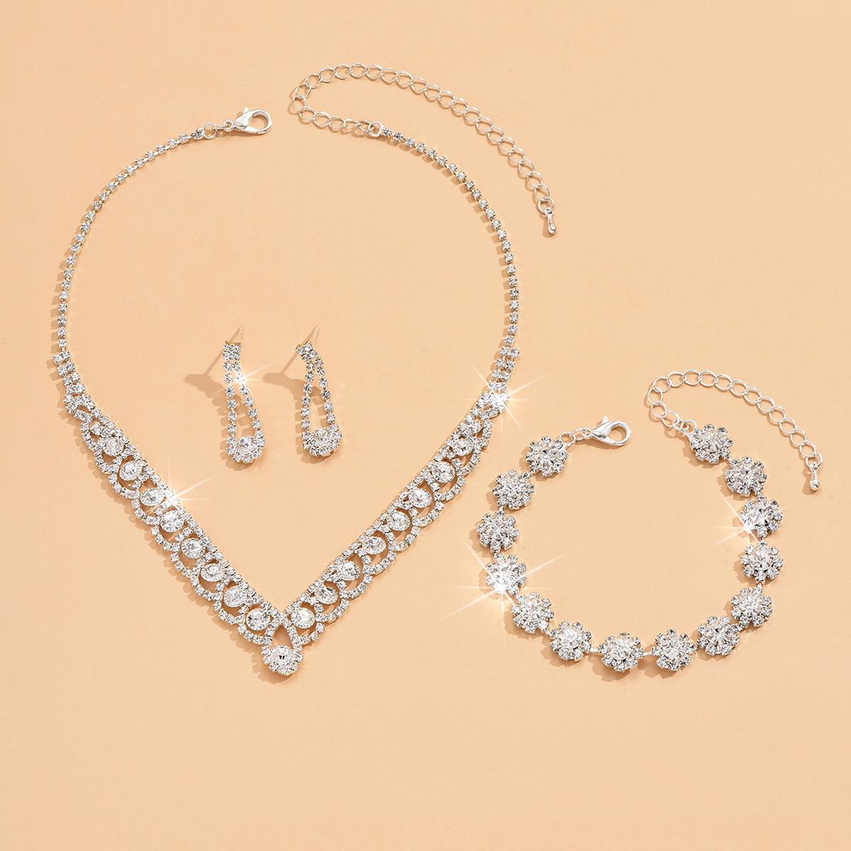 

4 шт. Свадебный женский комплект ювелирных изделий с кисточками и стразами, серьги, ожерелье, браслет, роскошные модные аксессуары для вечеринок