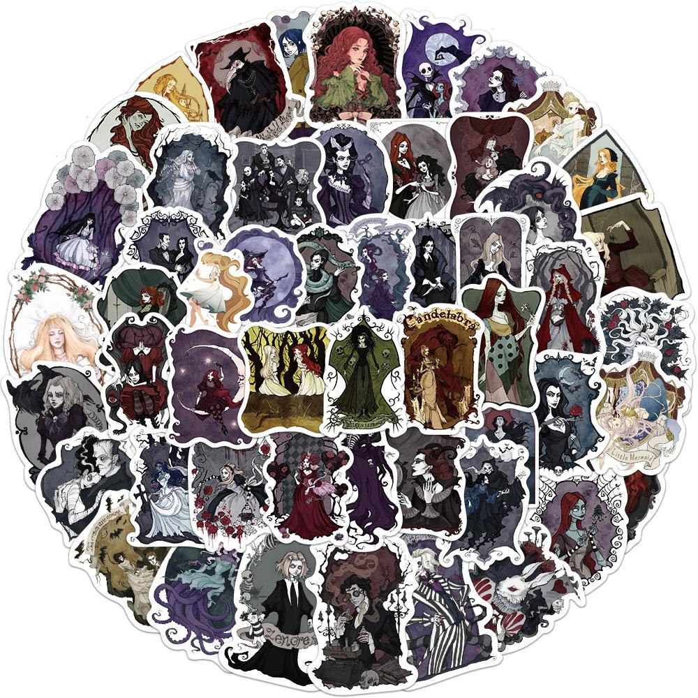 53 Pegatinas Graffiti de Bruja Estilo Gótico Maleta Guitarra Cuaderno Pegatinas Impermeables DIY