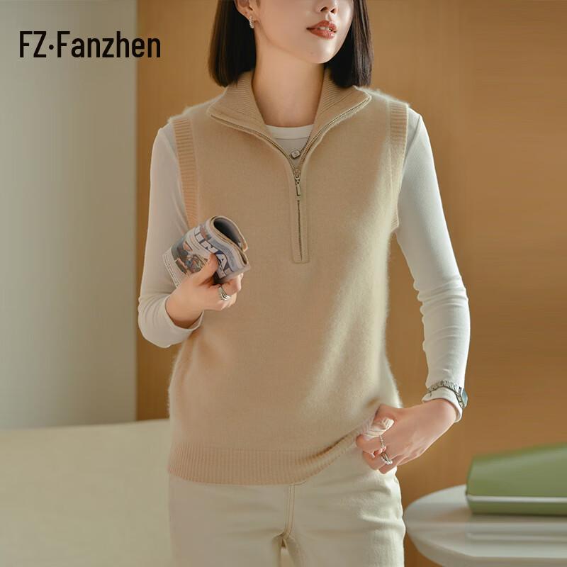 

Женский жилет без рукавов из 100% шерсти с отложным воротником M