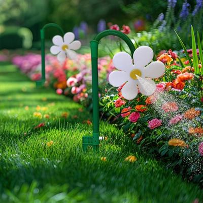 Flower Sprinklers for Outdoor Garden 360 Degree Rotating Moving Irrigation Tool Decorative Crazy Daisy Sprinkler for Water Fun