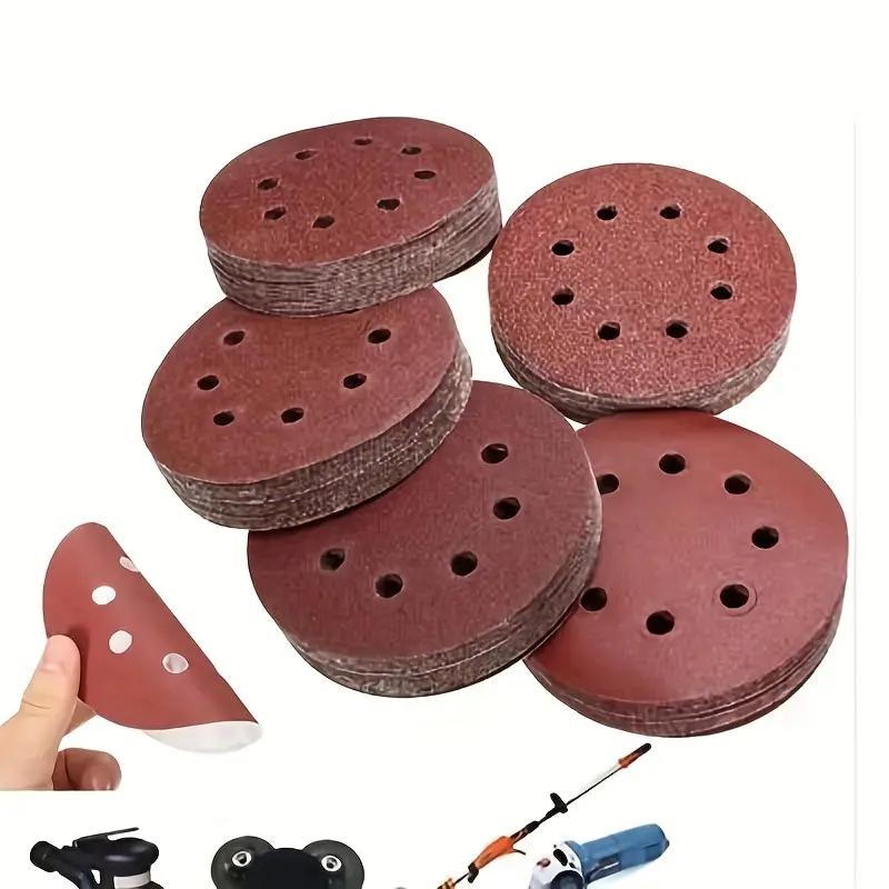 100Pcs 125mm Sandpaper Round Shape Sanding Discs Hook Loop Sanding Paper Buffing Sheet Sandpaper 8 Hole Sander Polishing Pad