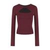 Spicy Desire Red Knotted Slim Long Sleeve Christmas T-shirt with Hollow Collar