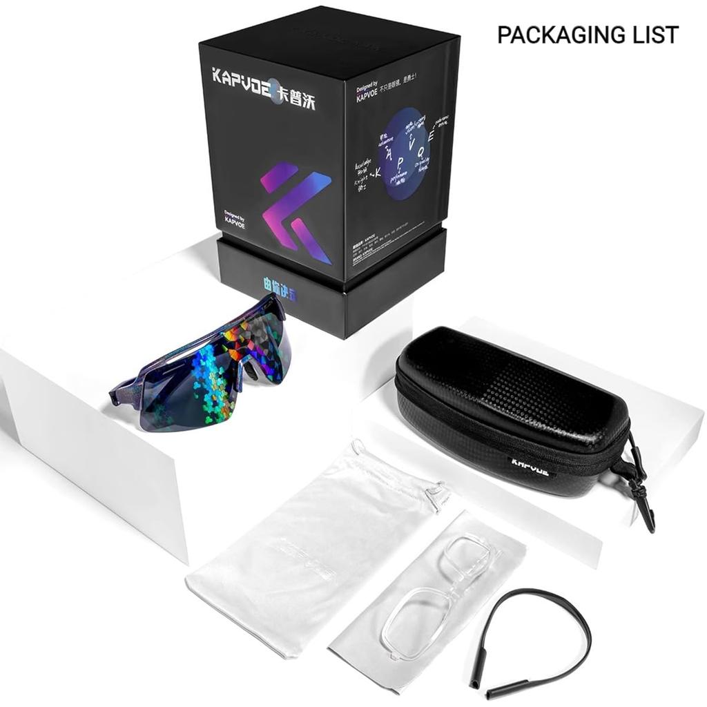 KAPVOE Sports Sunglasses for Men and Nano Coating Road Women, K159, Multi-layer (Bicycle, Bike, MTB, Cycling)