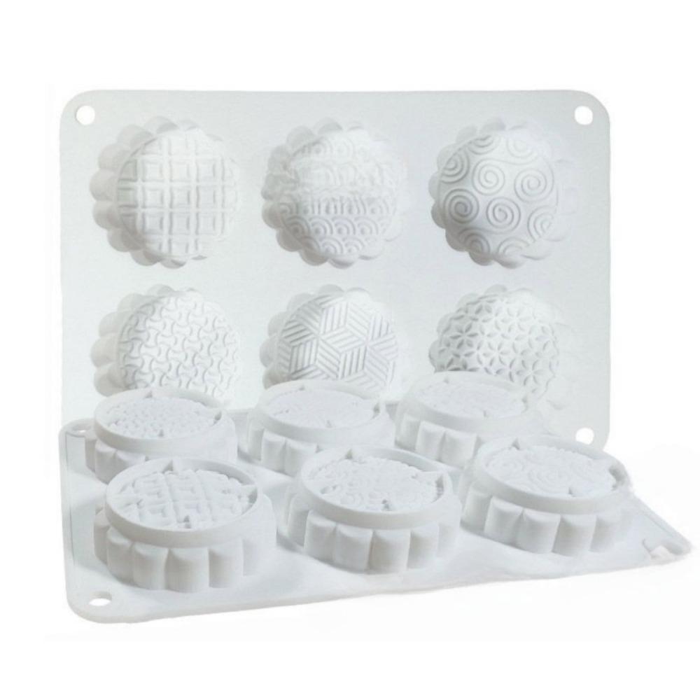 Silicone 6 Holes Mooncake Mold 3D Mung Bean Mold Practical Pastry Mold  for Home