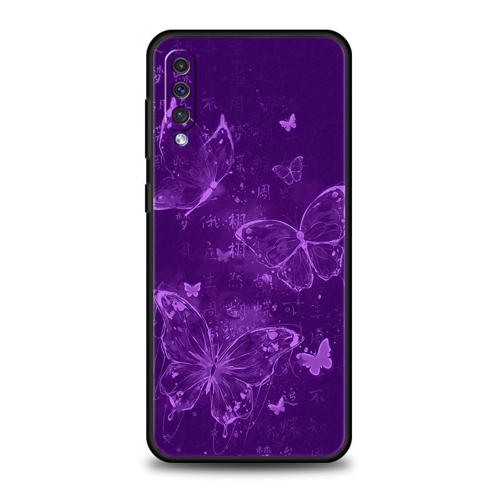 Art Purple Butterfly Phone Case for Samsung Galaxy A56 A36 A26 A16 A34 A24 A42 A22 A20 A12 A40 A30 A10 5G Soft TPU Cover Shell