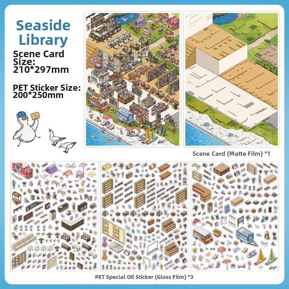 Shop Theme Stationery Stickers PET Die Cut Mini Landscape Sticker Stacking Stickers  Children Gifts