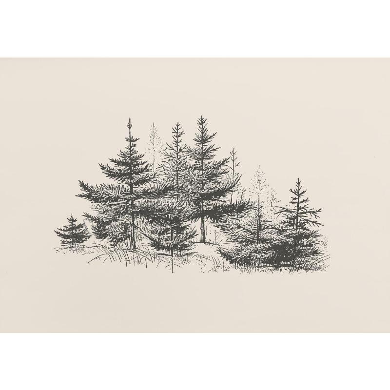 Vintage Antique Christmas Wreath Pine Tree Forest Winter Sketch Poster Canvas Painting Wall Art Pictures Home Interior Decor