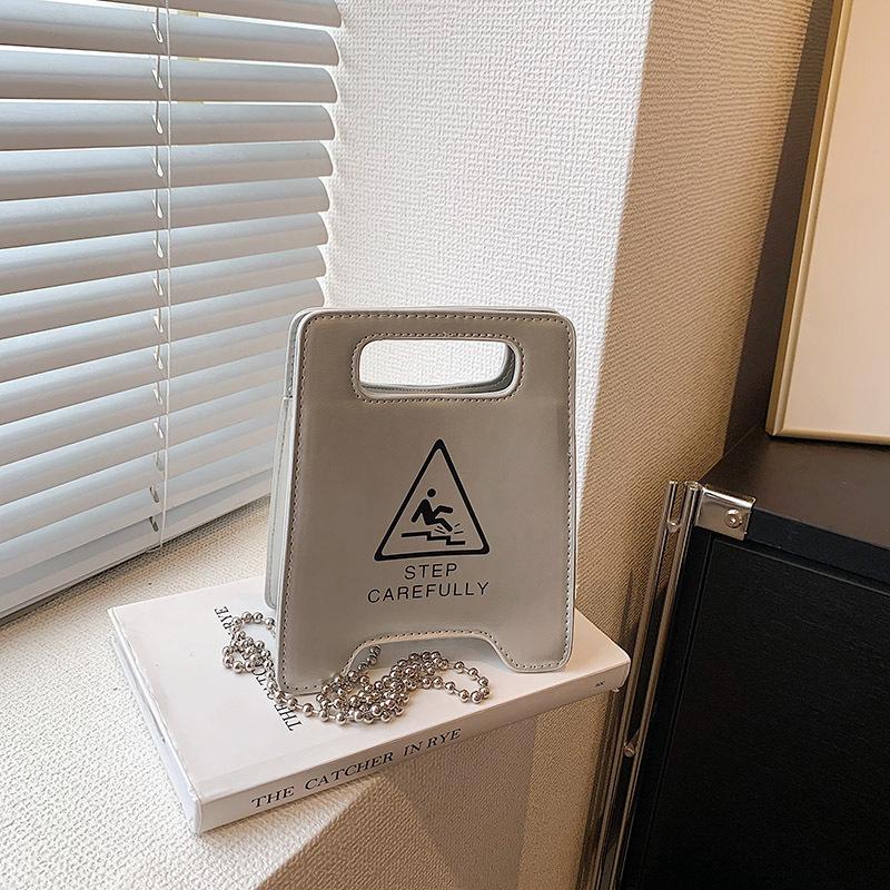 

New fashion creative spoof personalized parking sign no driving show handbag bag women s bag trendy chain messenger bag срібний