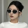 Y2K Stylish Cat Eye Sunglasses Ladies Slim Facial Look Premium Texture UV Protection White Square Frame Polarized Lens Shade