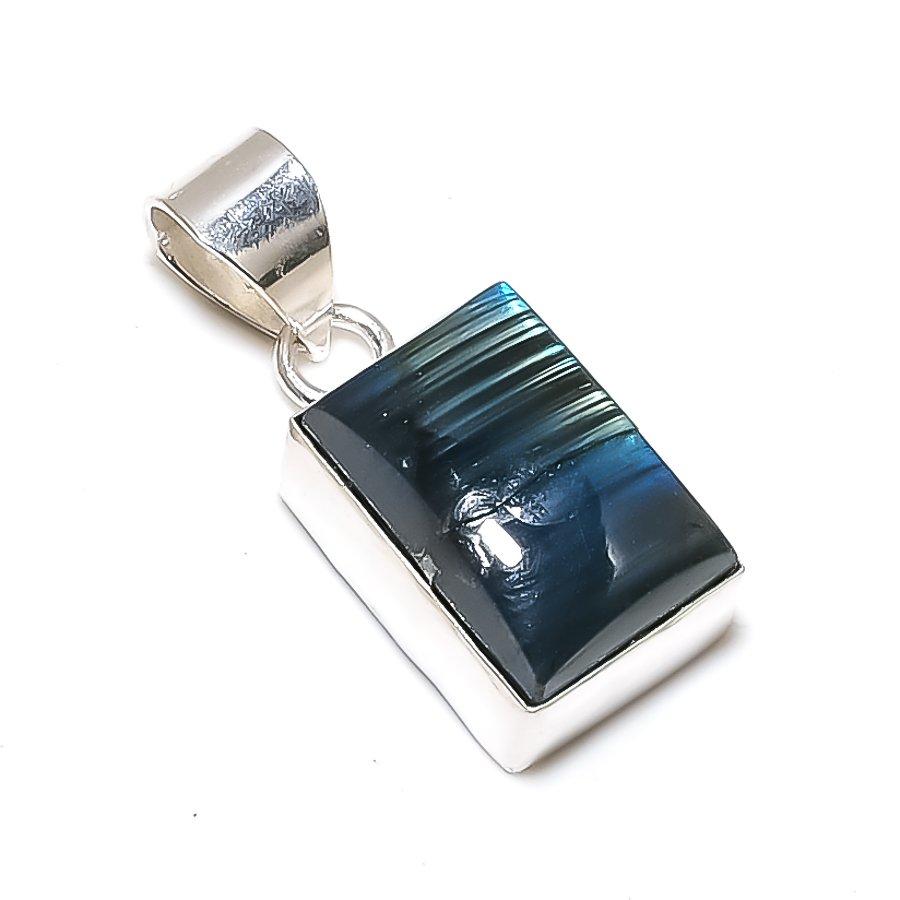 Labradorite Gemstone Handmade 925 Sterling Silver Jewelry Pendant 1.26" SU-9974