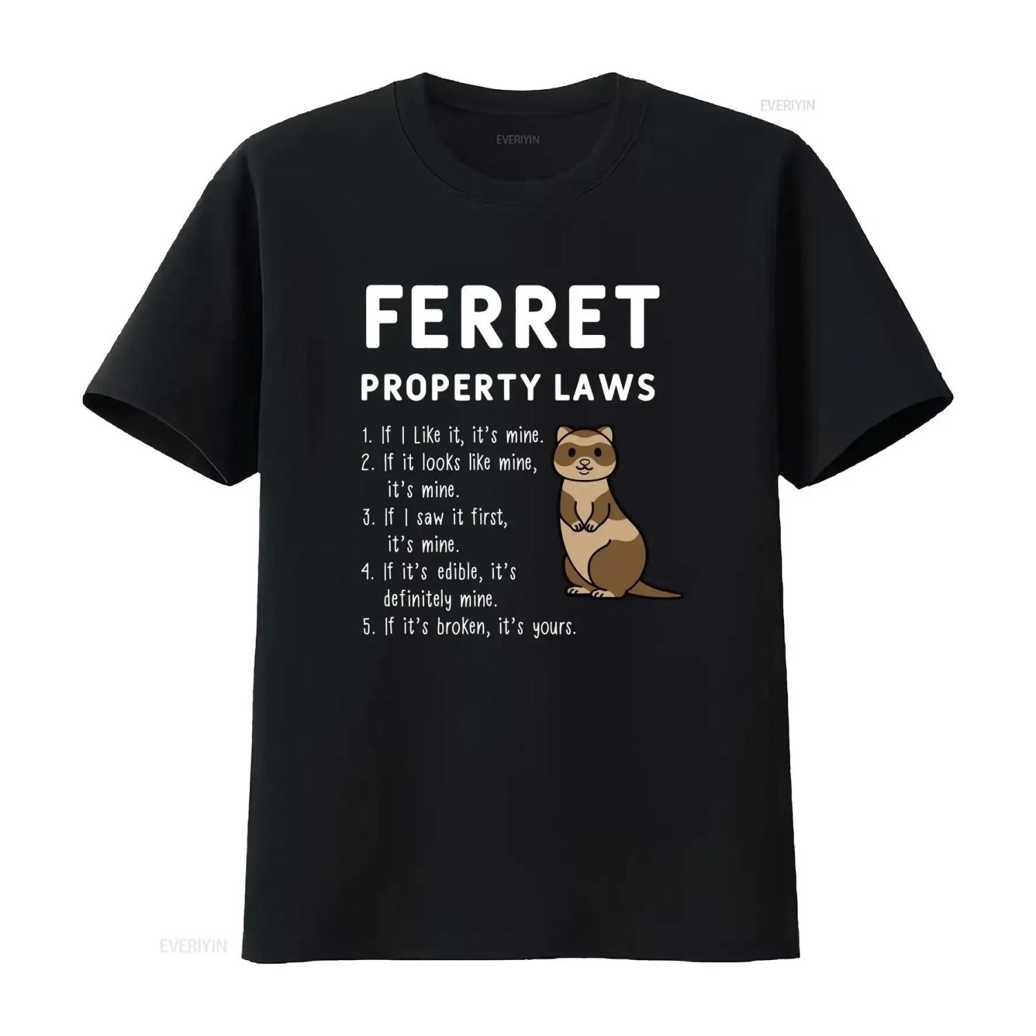

Ferret Property Laws Five Statets By Ferrets T Shirt vintage Washed Unisex streetwear Versatile Breathable Stylish fashion S чёрный