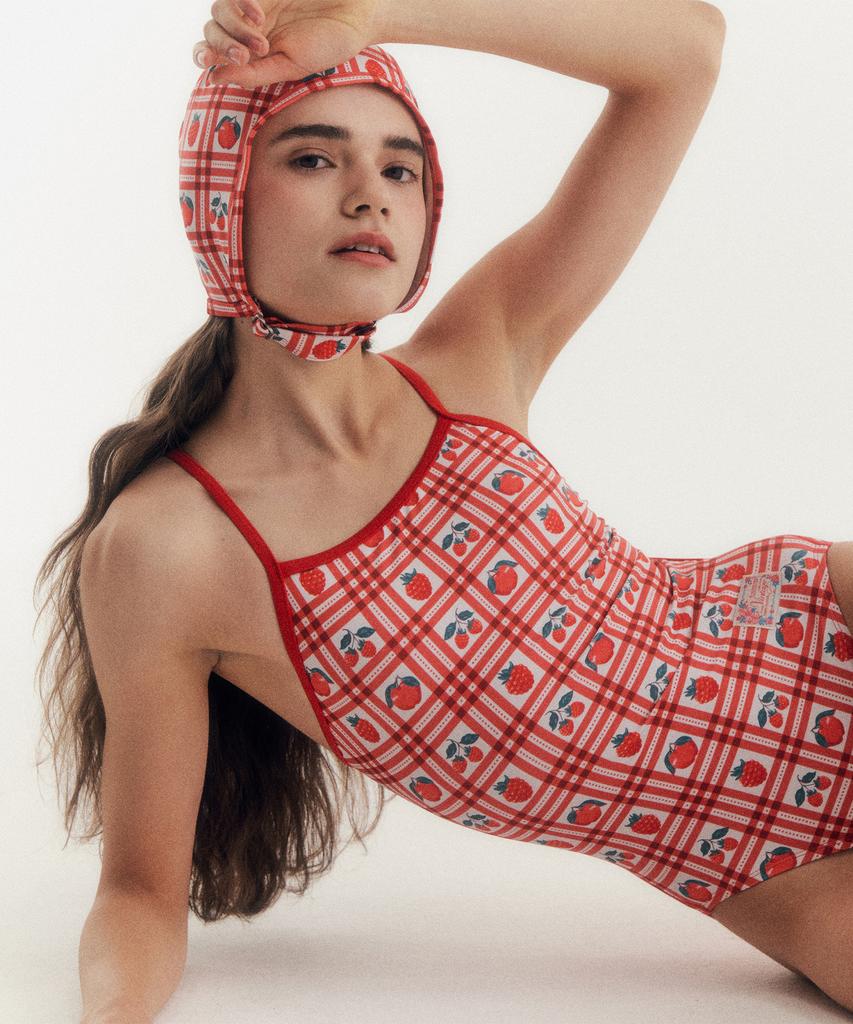 Lupeulupeu [Strawberry Table_Red] One-Piece Swimsuit