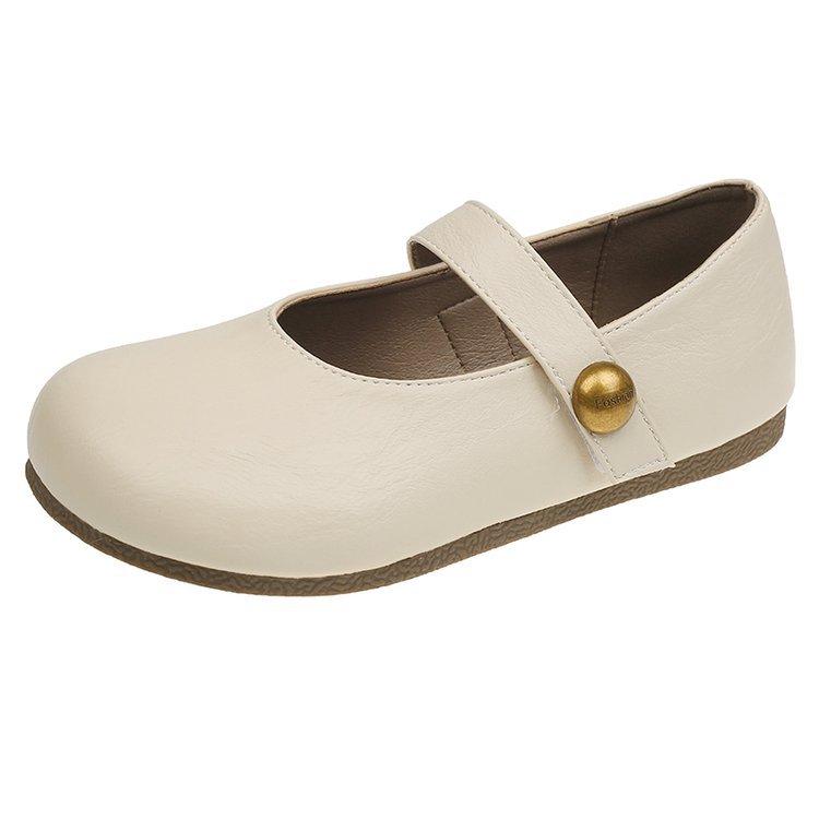 Fairy wind Mary Jane Velcro single shoes 2025 spring new Korean version soft-soled square head shallow mouth flat-soled Doudou shoes