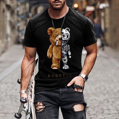 T-shirt Casual Estiva Larga a Maniche Corte con Orsetto Teddy 3D