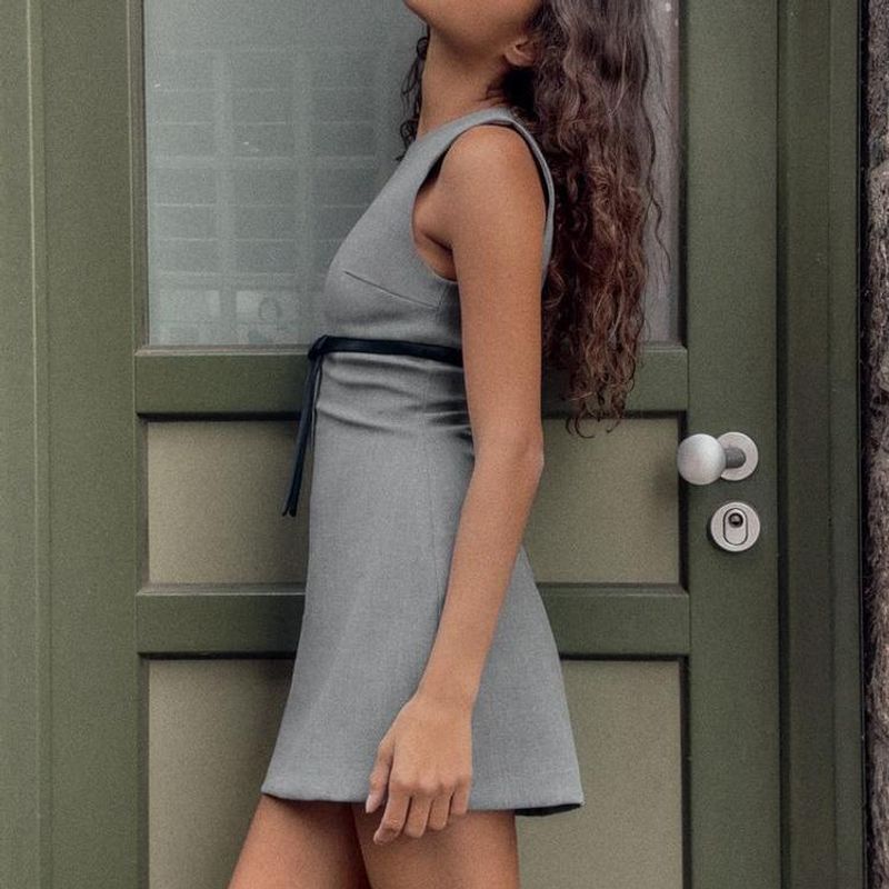 Za Foreign Trade New Women clothes ZR Western Style Fashion Bowknot Decoration Silk Satin Texture Short Dress 3152256