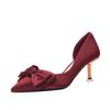 Sapatos de casamento borgonha Xiuhe saltos altos sapatos de salto fino femininos de bico fino sapatos únicos não cansam sapatos de noiva couro macio