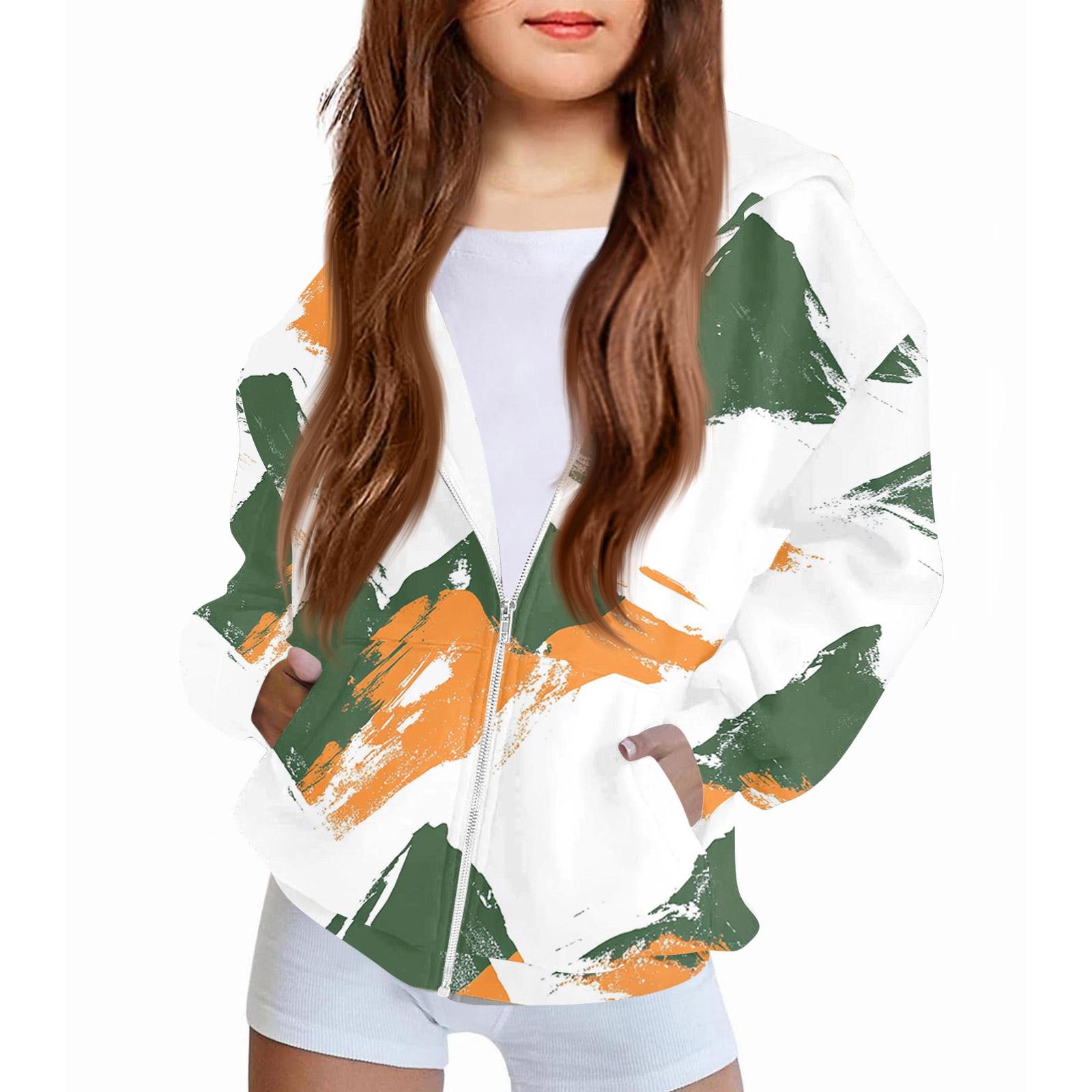 

Children s Fashion Christmas Printed Long Sleeved Hooded Sweatshirt Girls Hoodie Jacket 120 оранжевый