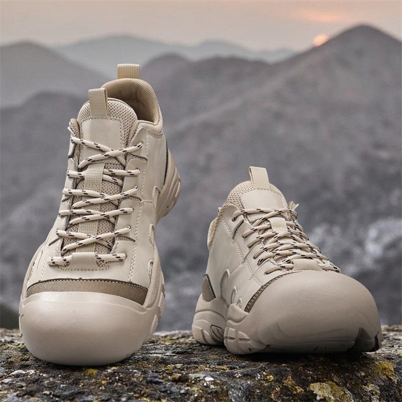 Mode Echtes Leder Herren Freizeitschuhe Outdoor Handgefertigt Wanderschuhe Mode Herren Trekkingschuhe Rutschfeste Sneaker Reise-Trainer